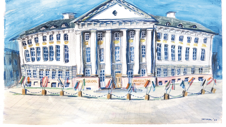 Sashami sketš Tartu Ülikooli peahoonest 2020